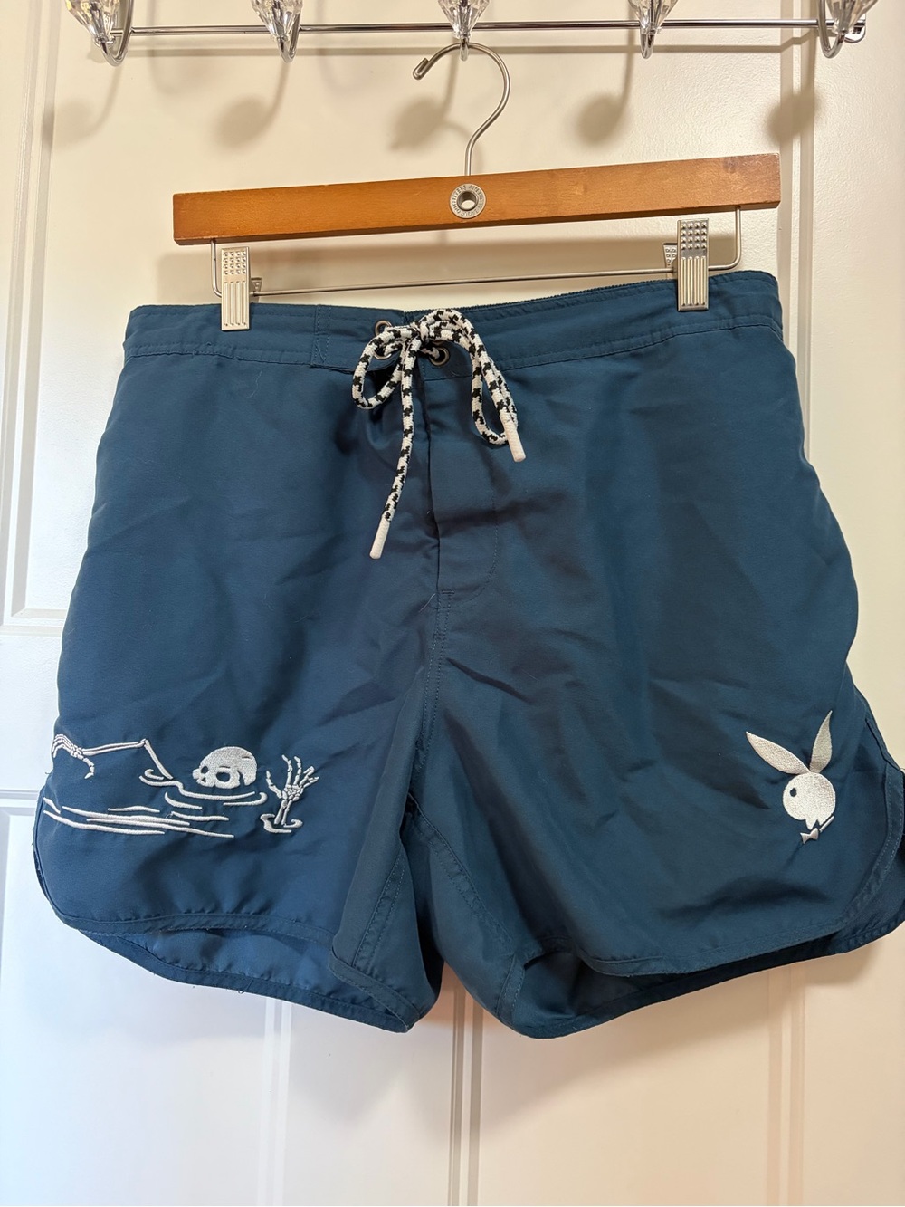 PLAYBOY Navy Blue Shorts with White Logo Tag